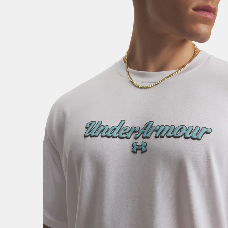 Under Armour White Men's Heavyweight Wordmark T-Shirt for Men | Best Price UAE